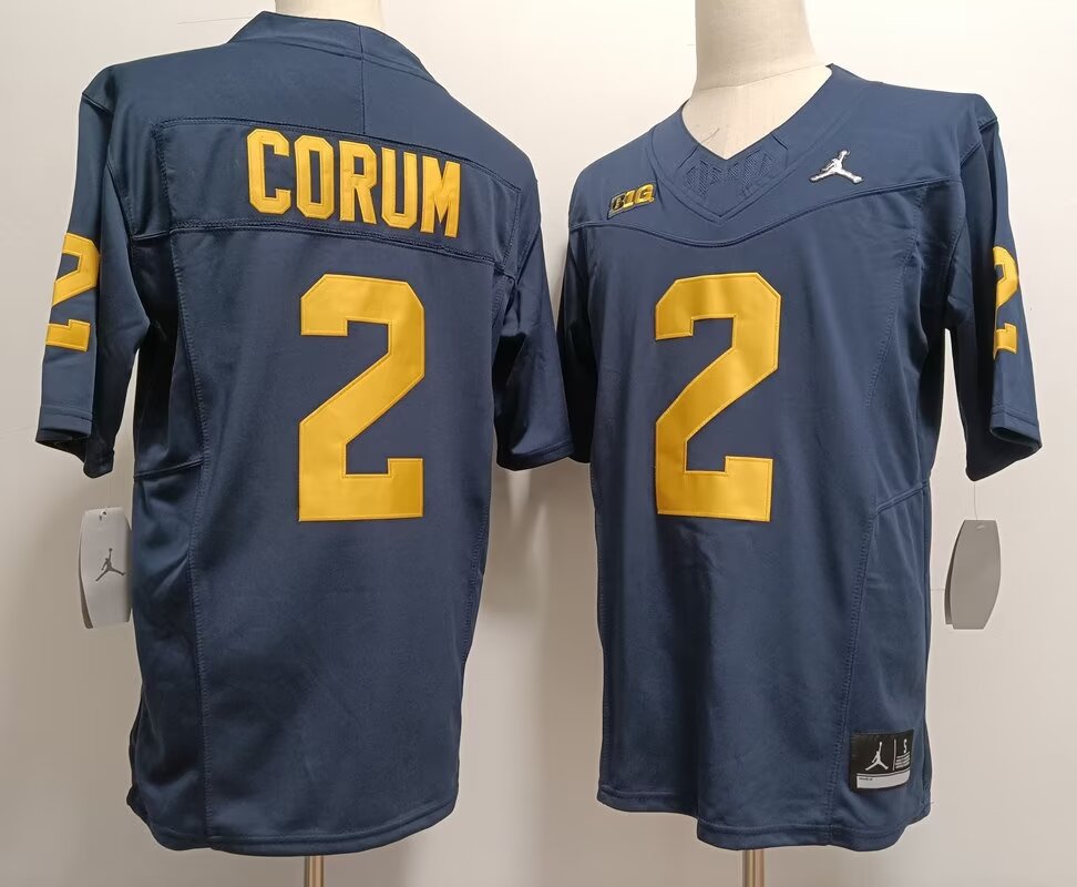 2024 NCAA Men Michigan Wolverines #2 Blake Corum dark blue nike jersey